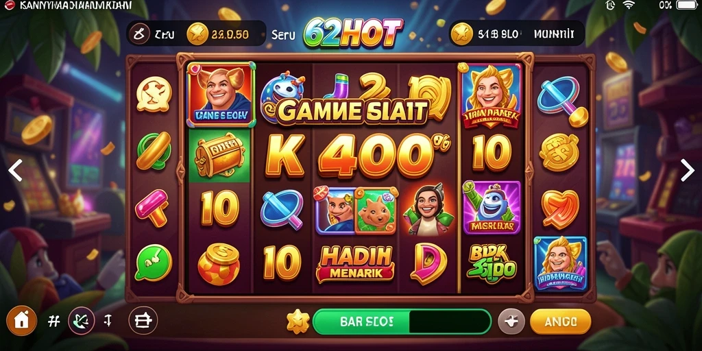 Tangkapan layar utama gameplay slot 62HOT dengan grafis cantik.