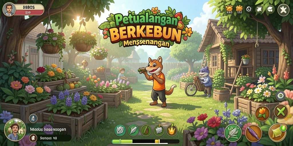 Screenshot gameplay menunjukkan ladang yang indah dan tanaman subur.