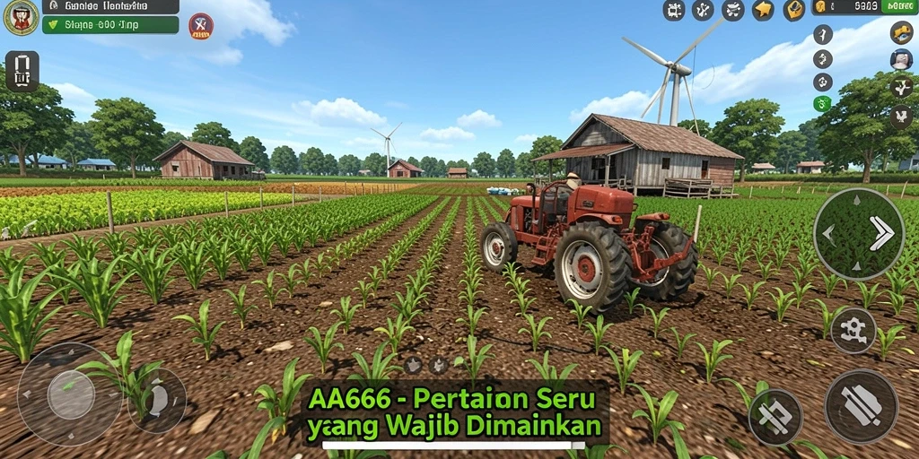 Screenshot gameplay AA666 menunjukkan aktivitas bertani yang seru dan interaktif.