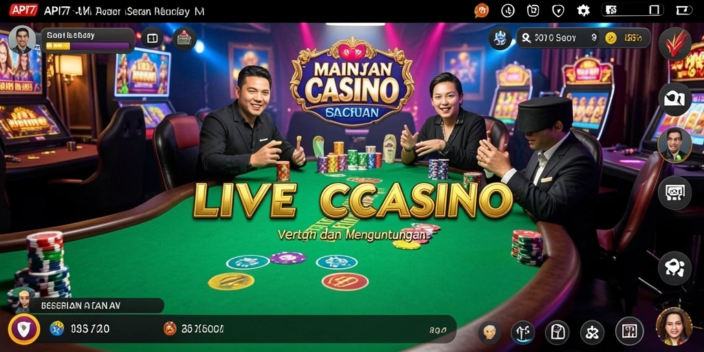Screenshot API77 menampilkan dealer langsung dan suasana permainan Live Casino yang menarik.