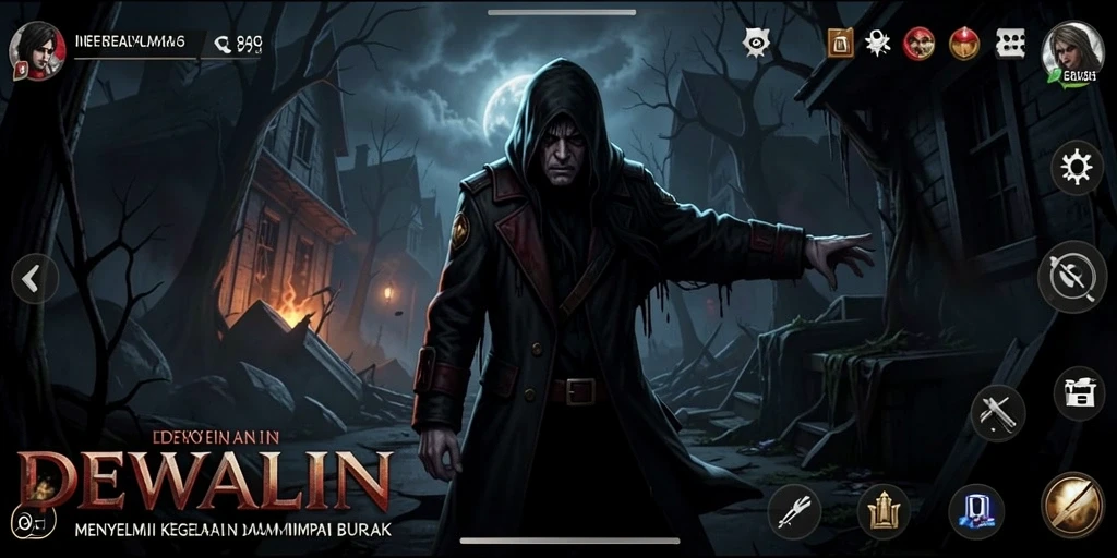 Tangkapan layar permainan DEWALIN yang menunjukkan suasana mencekam dan gameplay yang intens.