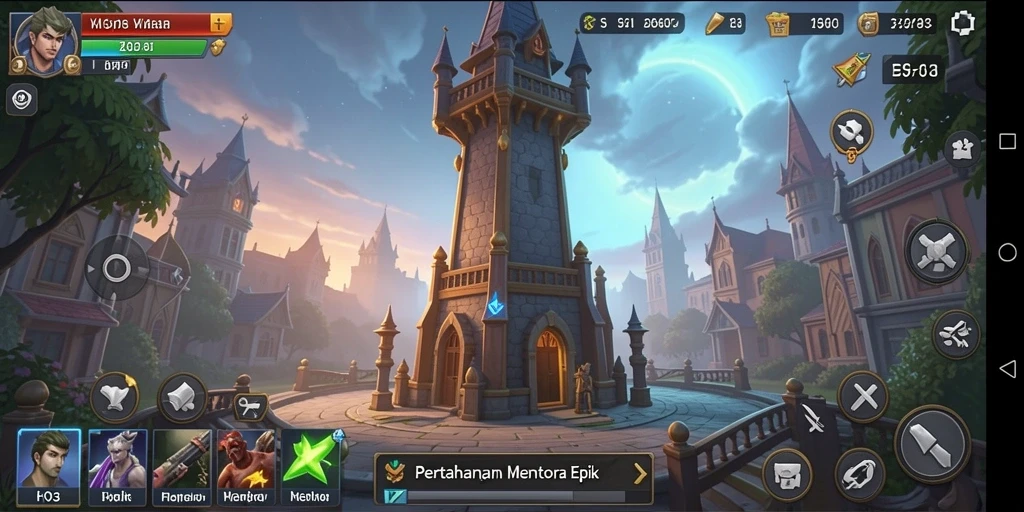 Screenshot H03 menampilkan aksi pertahanan menara yang mendebarkan.