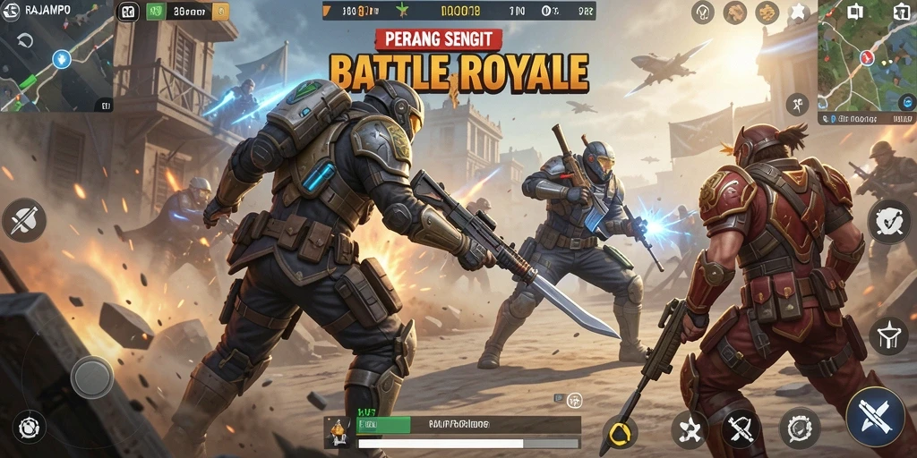 Tampilan screenshot dari gameplay seru Battle Royale RAJAMPO.
