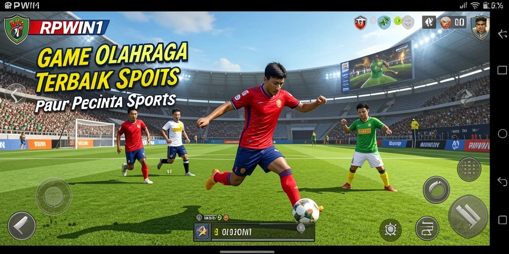 Screenshot RPWIN1 menampilkan aksi seru dalam permainan olahraga.