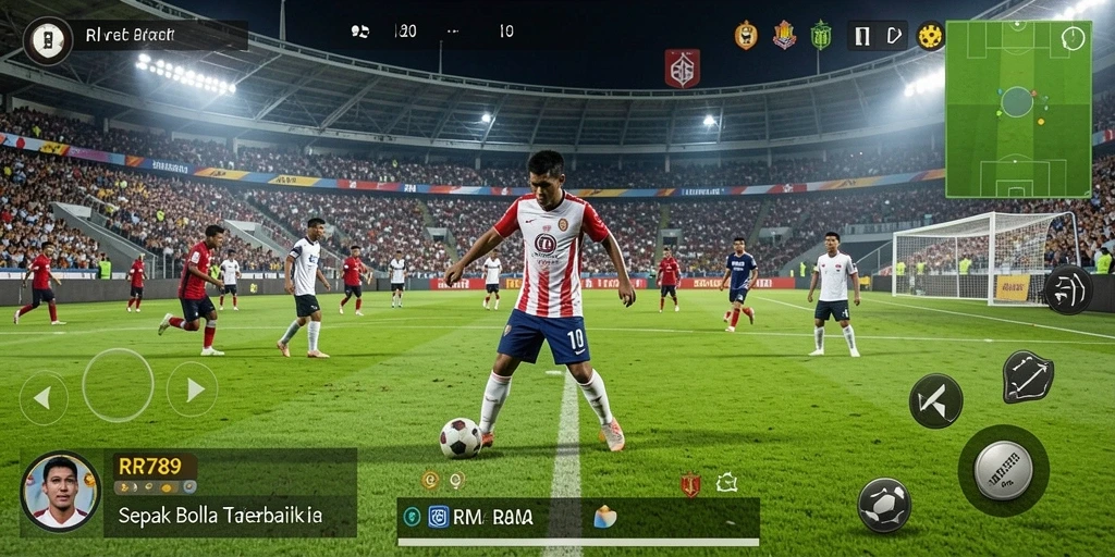 Screenshot utama RR789 menampilkan gameplay sepak bola yang seru.