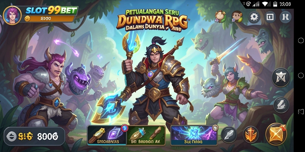 Tangkapan layar utama SLOT99BET menampilkan aksi RPG yang menegangkan.